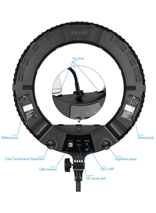 طقم مصباح حلقي بإضاءة LED أسود/أبيض - Image 5