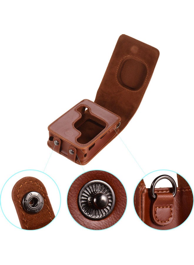 Instant Camera Case Bag With Shoulder Strap Brown - Image 2