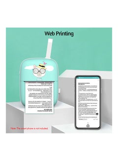 Generic Portable Bluetooth Printer With Thermal Paper Green/White  - Image 2