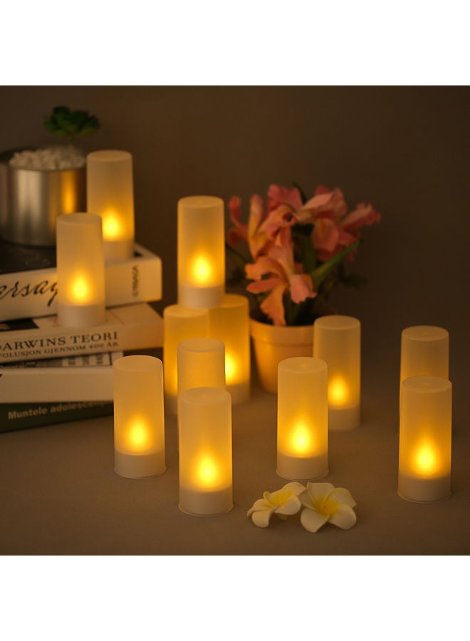 12-Piece LED Rechargeable Flameless Candle With Remote Control Yellow  - Image 4