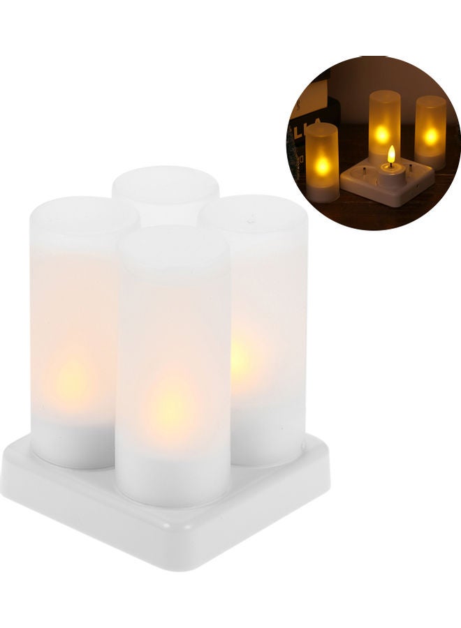 4-Piece Rechargeable Flameless Candles With Frosted Cups White 13.80x10.00x12.50cm - Image 5