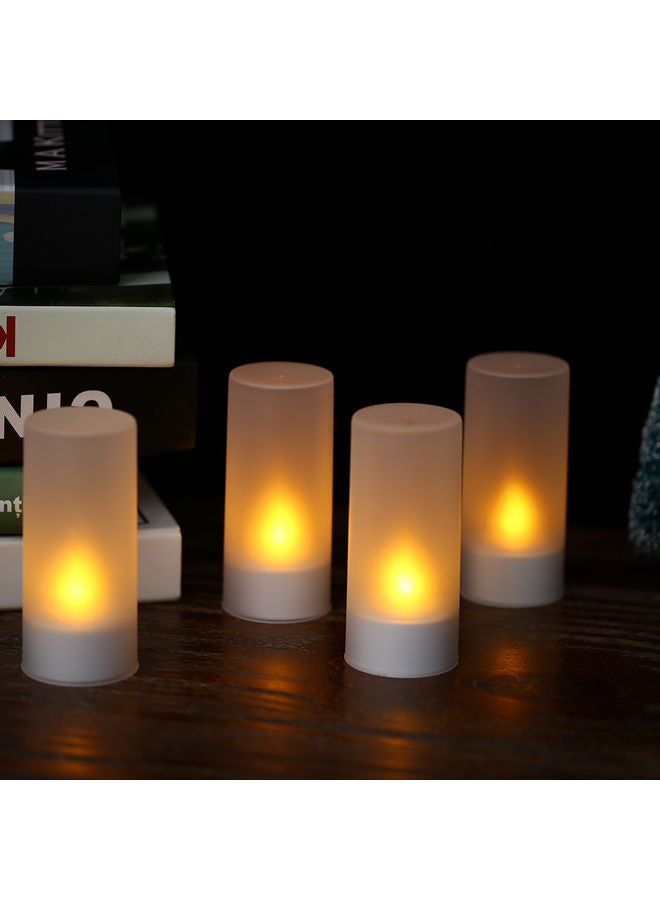 4-Piece Rechargeable Flameless Candles With Frosted Cups White 13.80x10.00x12.50cm - Image 2