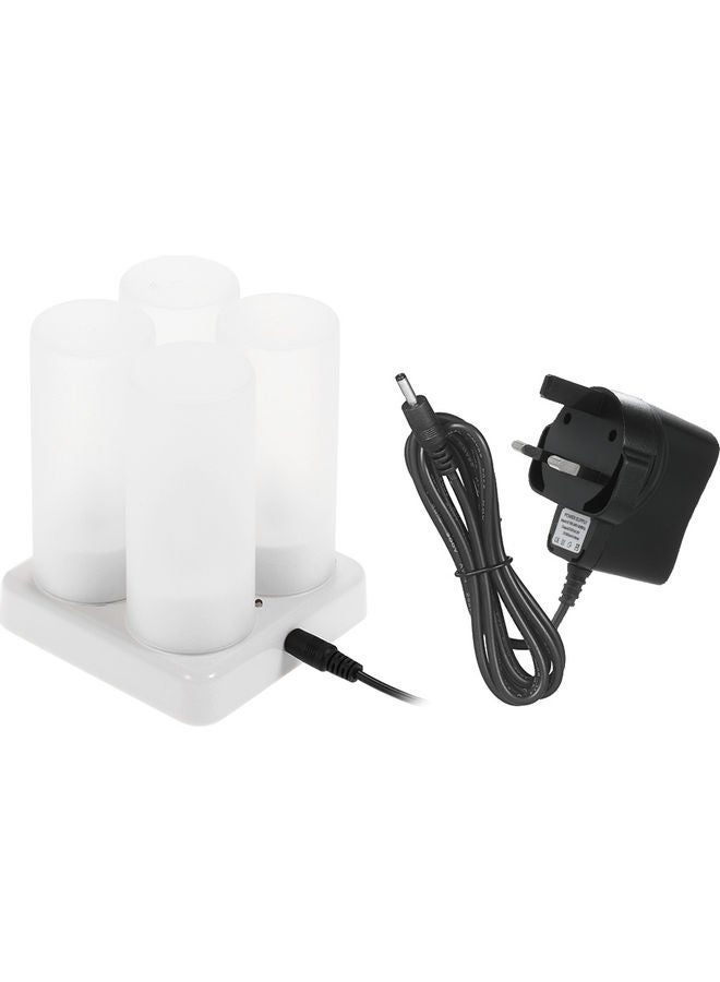 4-Piece Rechargeable Flameless Candles With Frosted Cups White 13.80x10.00x12.50cm - Image 4