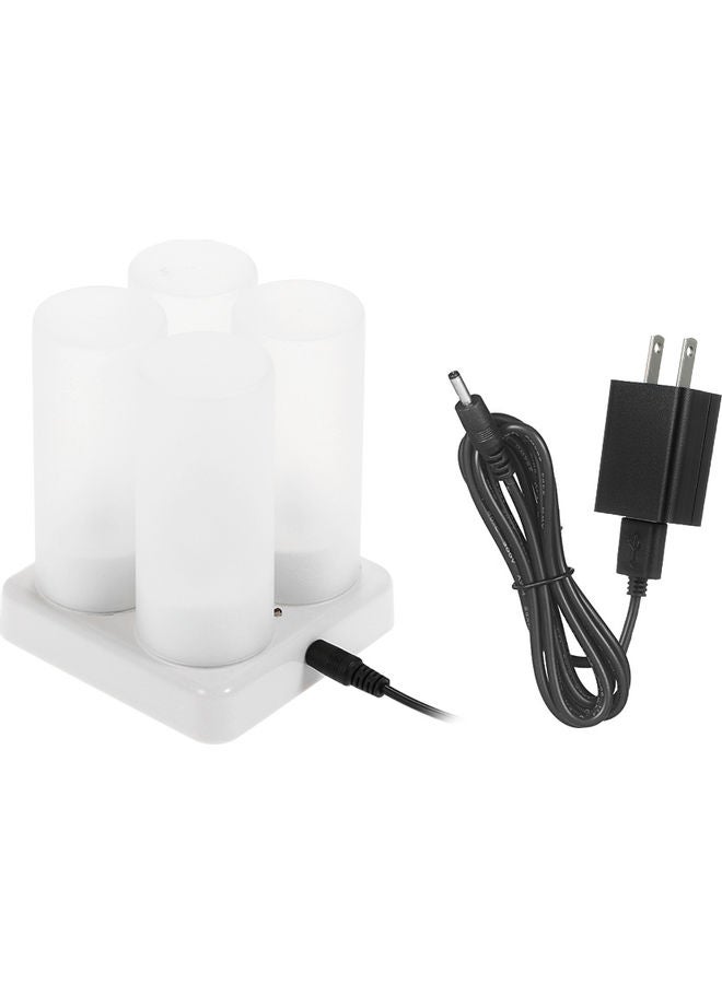 4-Piece Rechargeable Flameless Candles With Frosted Cups White 13.80x10.00x12.50cm - Image 2