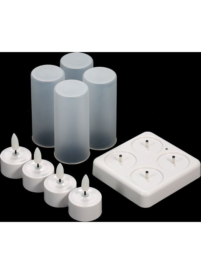 4-Piece Rechargeable Flameless Candles With Frosted Cups White 13.80x10.00x12.50cm - Image 3