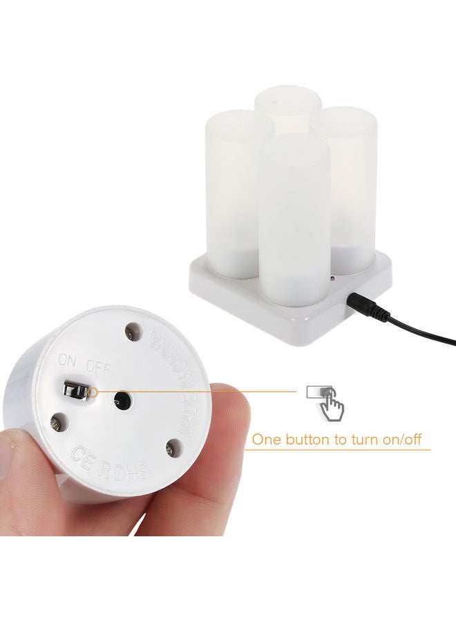 4-Piece Rechargeable Flameless Candles With Frosted Cups White 13.80x10.00x12.50cm - Image 5