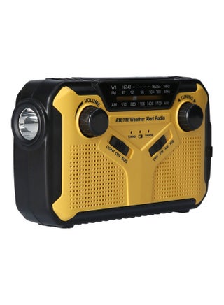 Solar Powered Digital FM/AM/WB With LED Reading Light And Flashlight V8681-V Black/Yellow - v1612011165/N43726078A_1