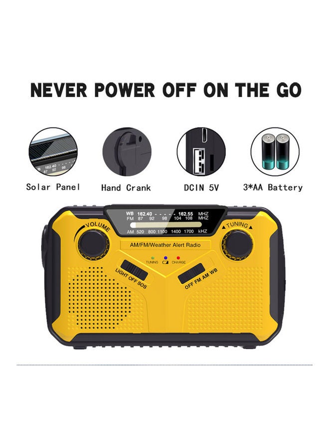 Generic Solar Powered Digital FM/AM/WB With LED Reading Light And Flashlight V8681-V Black/Yellow  - Image 4