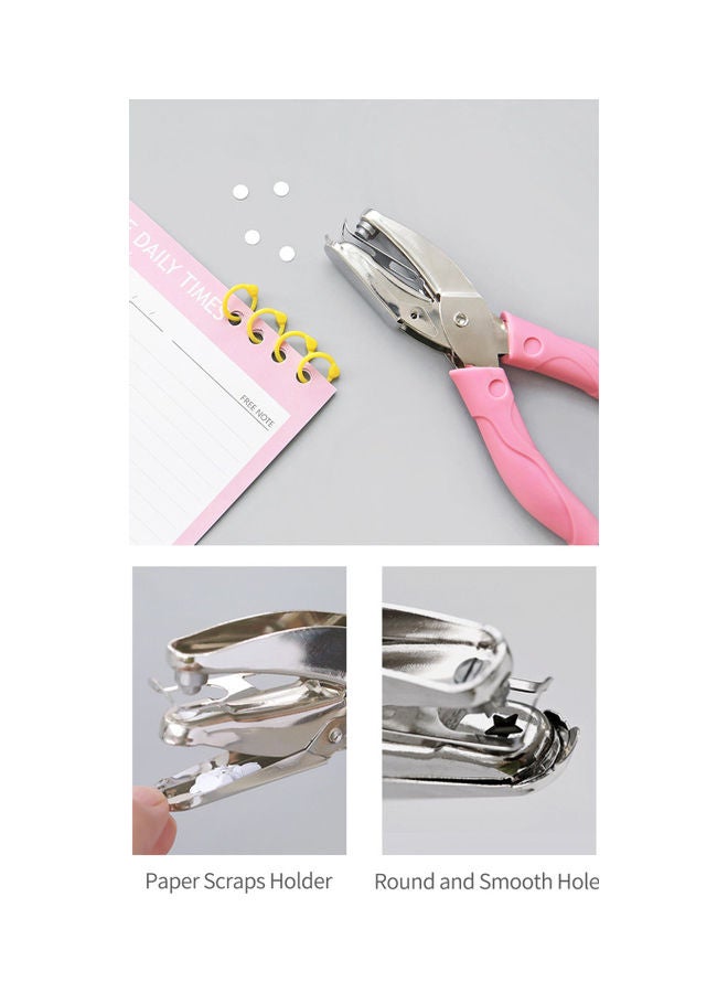 tenwin Handheld Single Hole Puncher Pink/Silver - Image 3