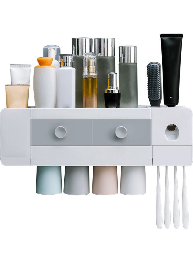 Toothbrush Rack With Automatic Toothpaste Dispenser White/Grey  - Image 1