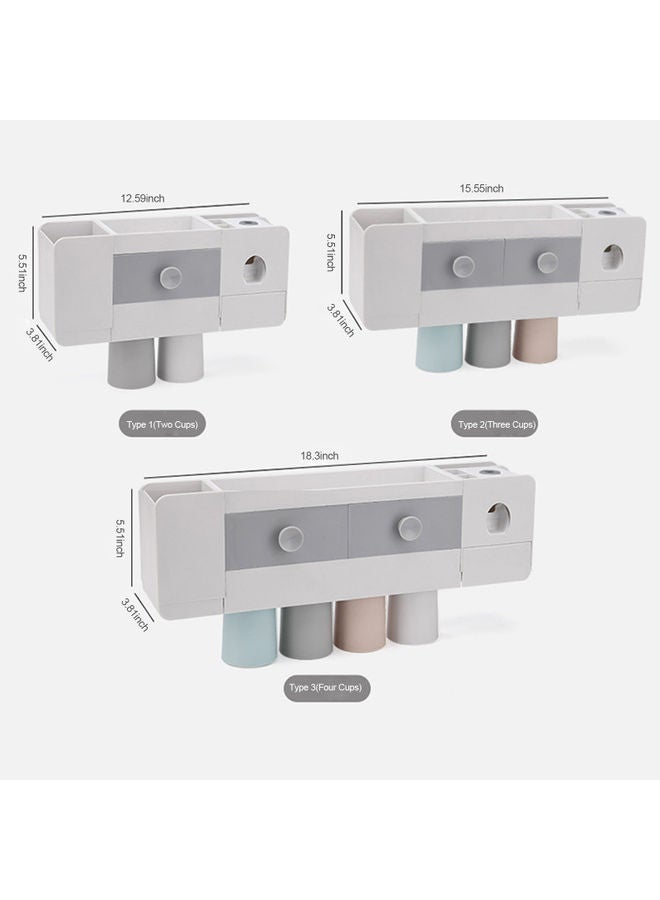 Toothbrush Rack With Automatic Toothpaste Dispenser White/Grey  - Image 2