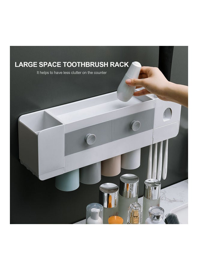 Toothbrush Rack With Automatic Toothpaste Dispenser White/Grey  - Image 3
