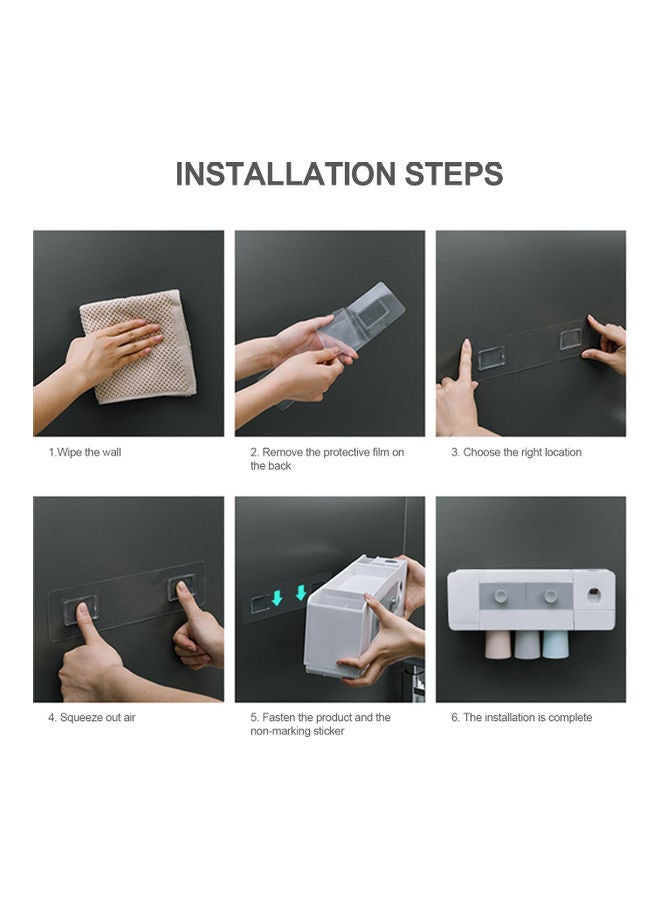 Toothbrush Rack With Automatic Toothpaste Dispenser White/Grey  - Image 4