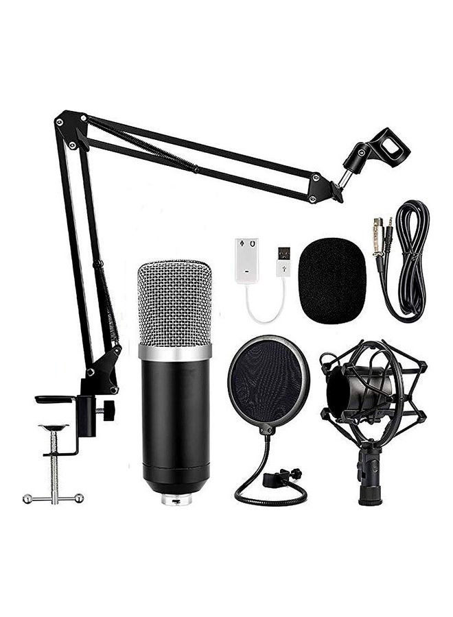 7-Piece USB Condenser Microphone And Tripod Kit BM700-Grey Black/Silver  - Image 1