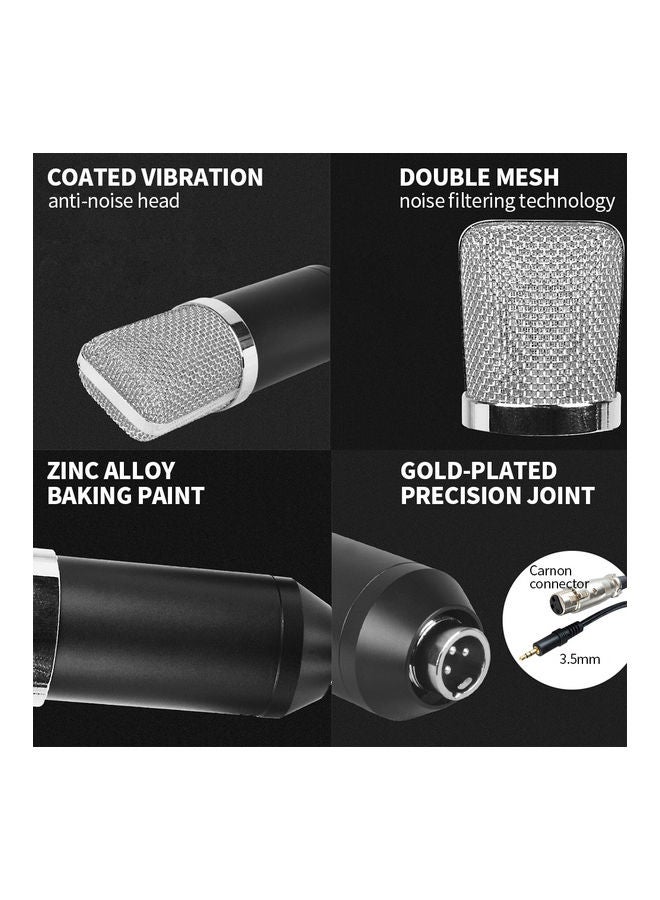 7-Piece USB Condenser Microphone And Tripod Kit BM700-Grey Black/Silver  - Image 2