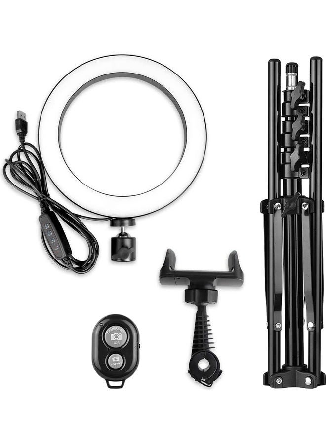 طقم مصباح LED حلقي لتصوير الفيديو أسود - Image 4