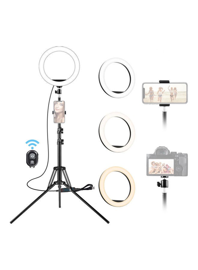 طقم مصباح LED حلقي لتصوير الفيديو أسود - Image 1