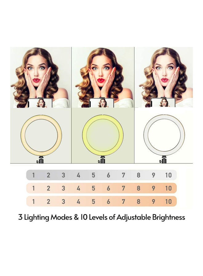 طقم مصباح LED حلقي لتصوير الفيديو أسود - Image 2