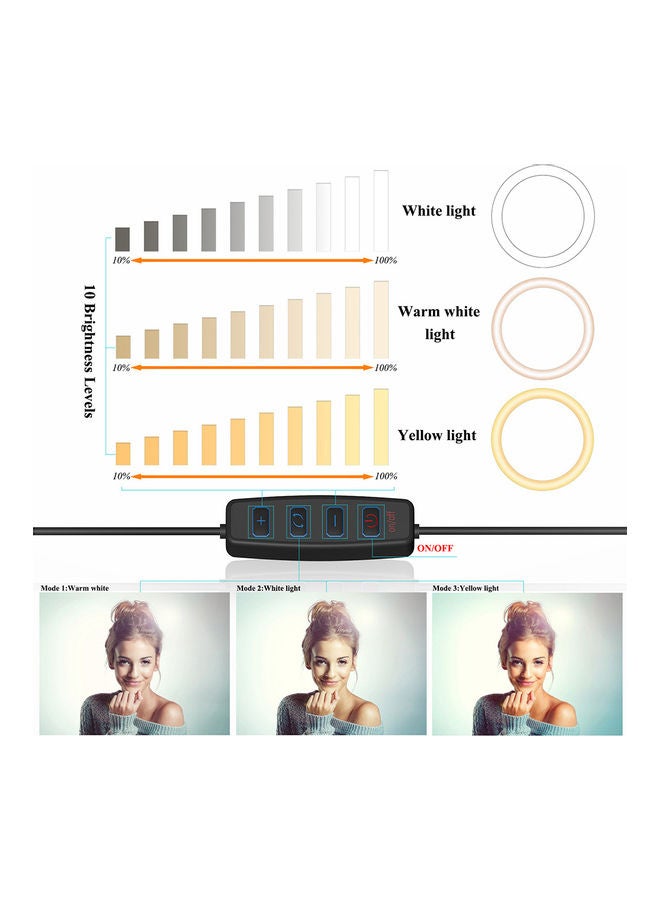LED Fill Ring Light With Ballhead Adapter Black - Image 3