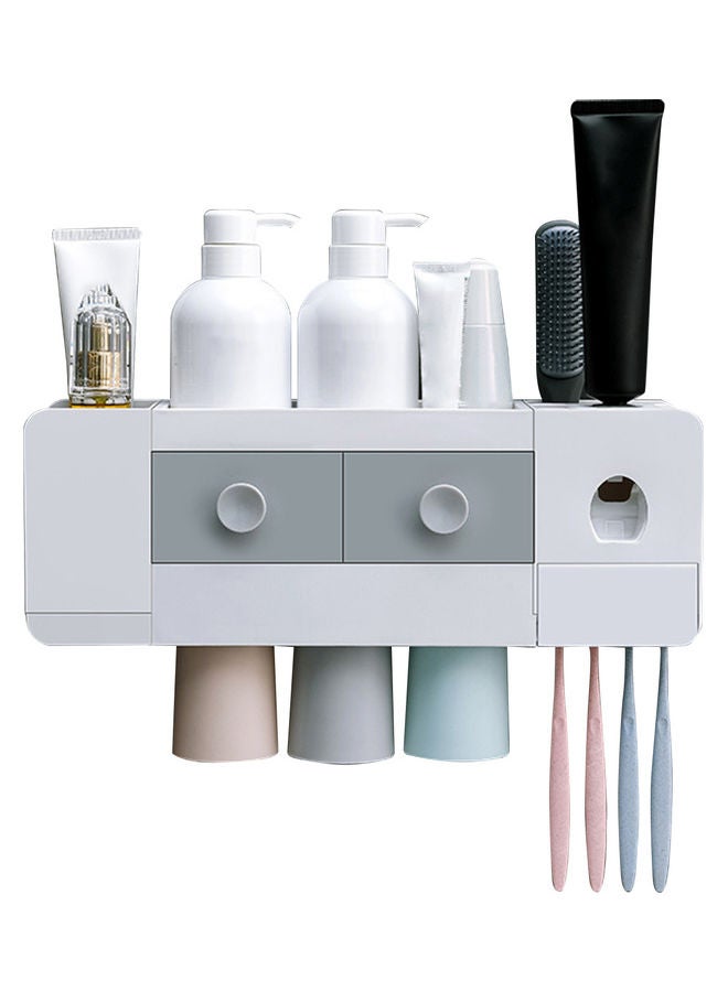 Toothbrush Rack With Automatic Toothpaste Dispenser White/Grey  - Image 1