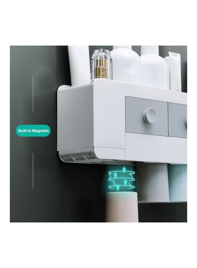 Toothbrush Rack With Automatic Toothpaste Dispenser White/Grey  - Image 4