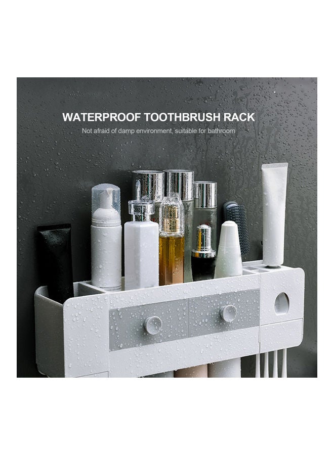 Toothbrush Rack With Automatic Toothpaste Dispenser White/Grey  - Image 2