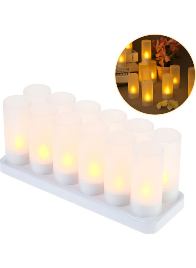 طقم شموع LED عديمة اللهب قابلة للشحن مكون من 12 قطعة أصفر  - Image 5