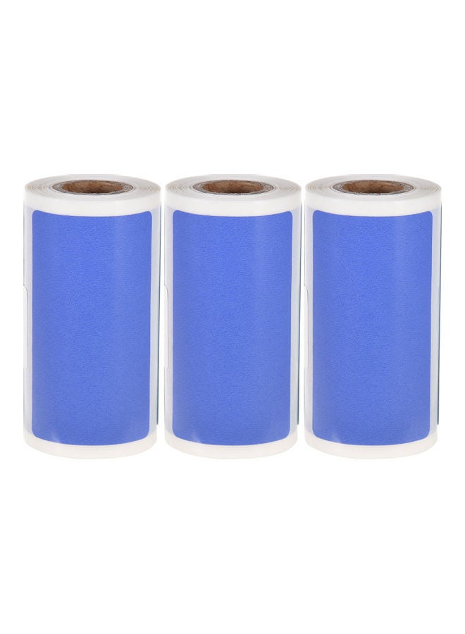 3-Piece Direct Labels Self-Adhesive Thermal Paper Roll 9.30x3.20x6.00cm Blue  - Image 1