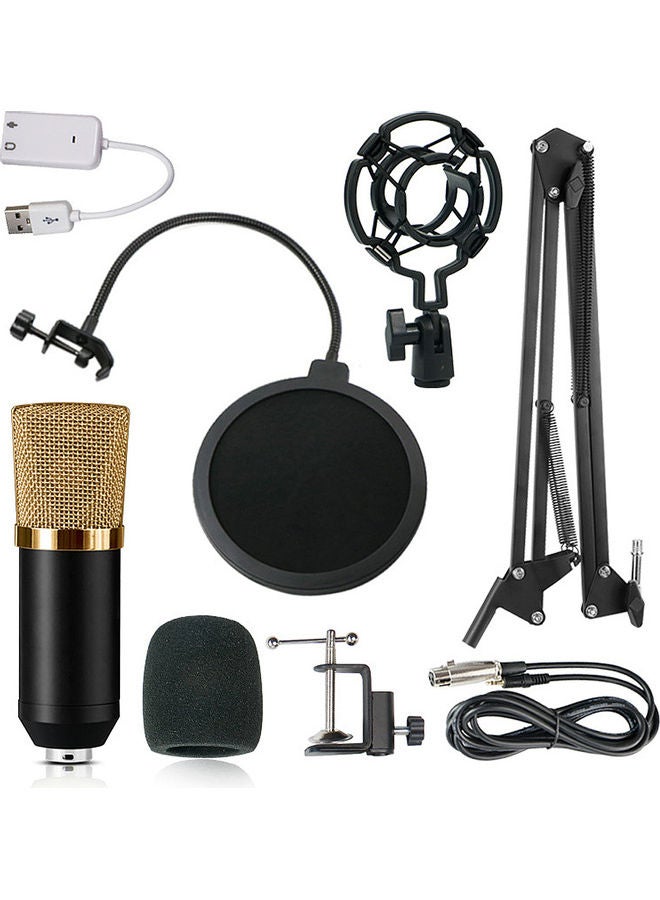 8-Piece USB Condenser Microphone And Tripod Kit BM700-Gold Black/Gold  - Image 1