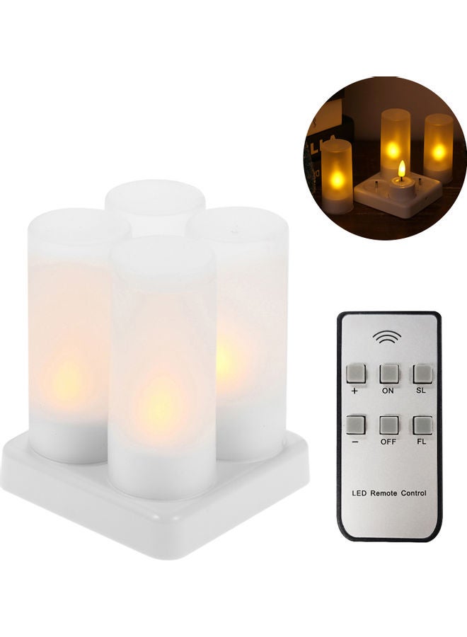 4-Piece LED Rechargeable Flameless Candle With Remote Control Yellow  - Image 1