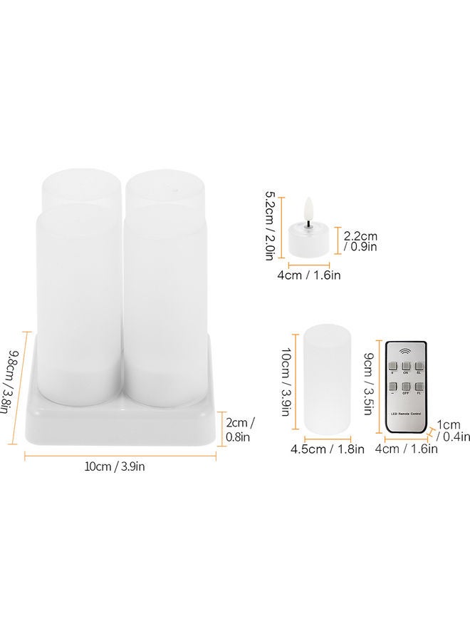 4-Piece LED Rechargeable Flameless Candle With Remote Control Yellow  - Image 2