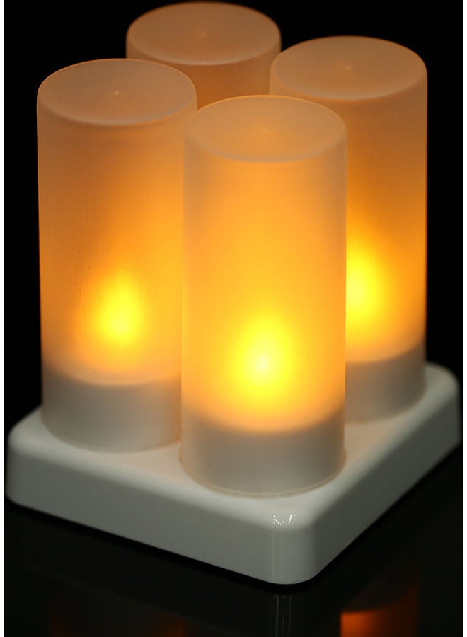 4-Piece LED Rechargeable Flameless Candle With Remote Control Yellow  - Image 3