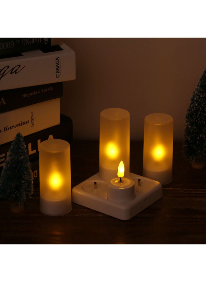 4-Piece LED Rechargeable Flameless Candle With Remote Control Yellow  - Image 4