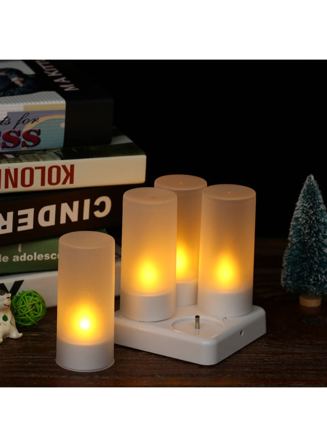 4-Piece LED Rechargeable Flameless Candle With Remote Control Yellow  - Image 5