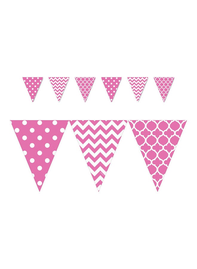 Amscan Bright Pink Dots & Chvron Large Pennant Banner