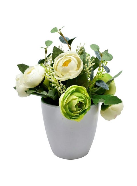 Artificial Flower Bouquet Green/White 10x19cm