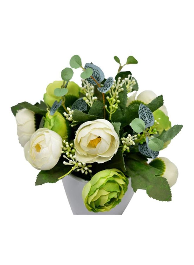Artificial Flower Bouquet Green/White 10x19cm