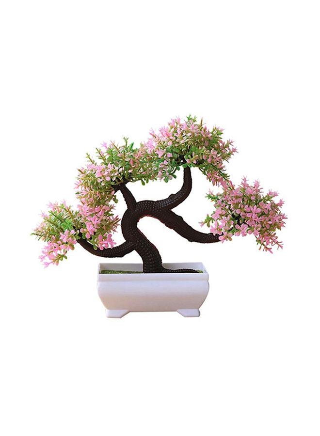 Artificial Potted Bonsai Plant Green/Pink
