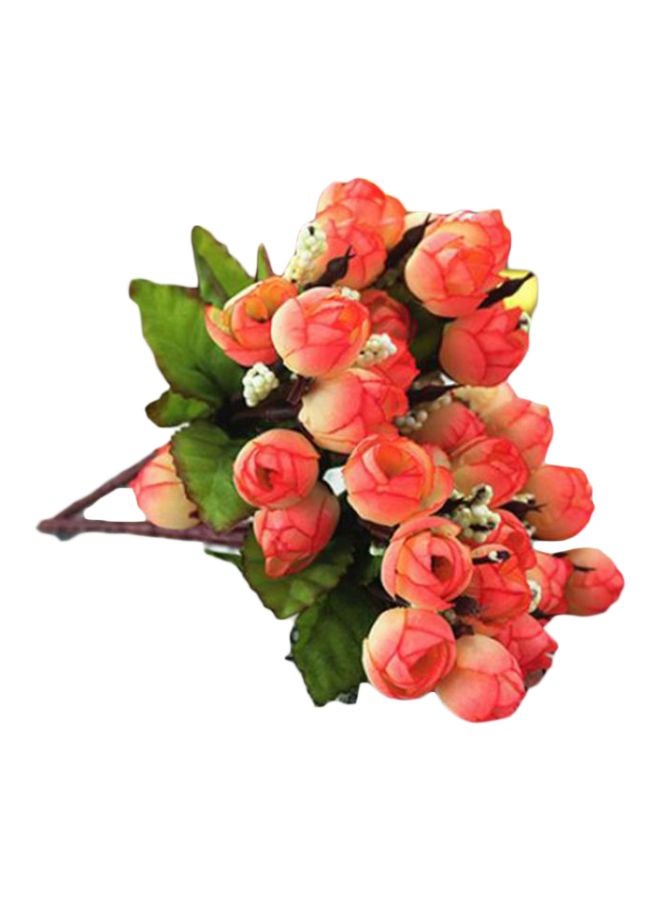 Bluelans 15 Sweet Artificial Rosebud Flower Bouquet Red/Green 24cm - Image 1