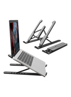 Generic Portable Laptop Riser Foldable Stand Black  - Image 2