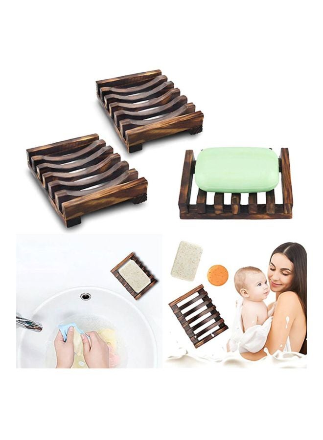 فوبيري حامل صابون خشبي من قطعتين بني 16x4.8x1سم  - Image 2