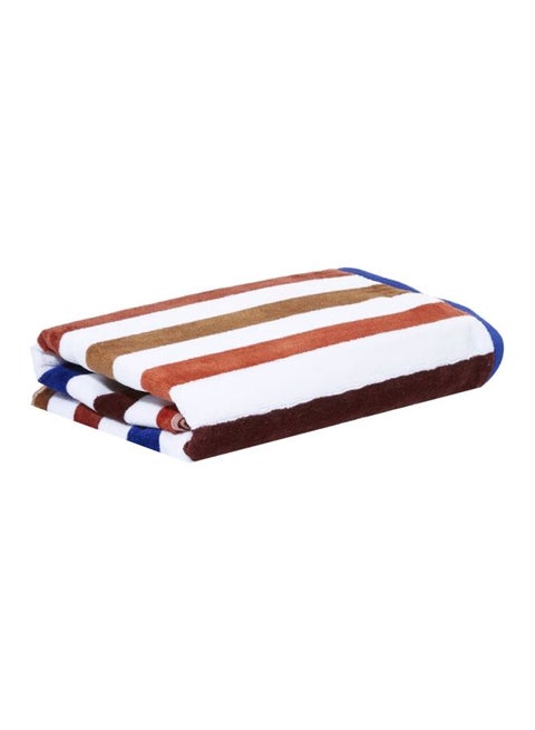Cabana Plus Stripe Pattern Bath Sheet White/Blue/Brown 80x160cm