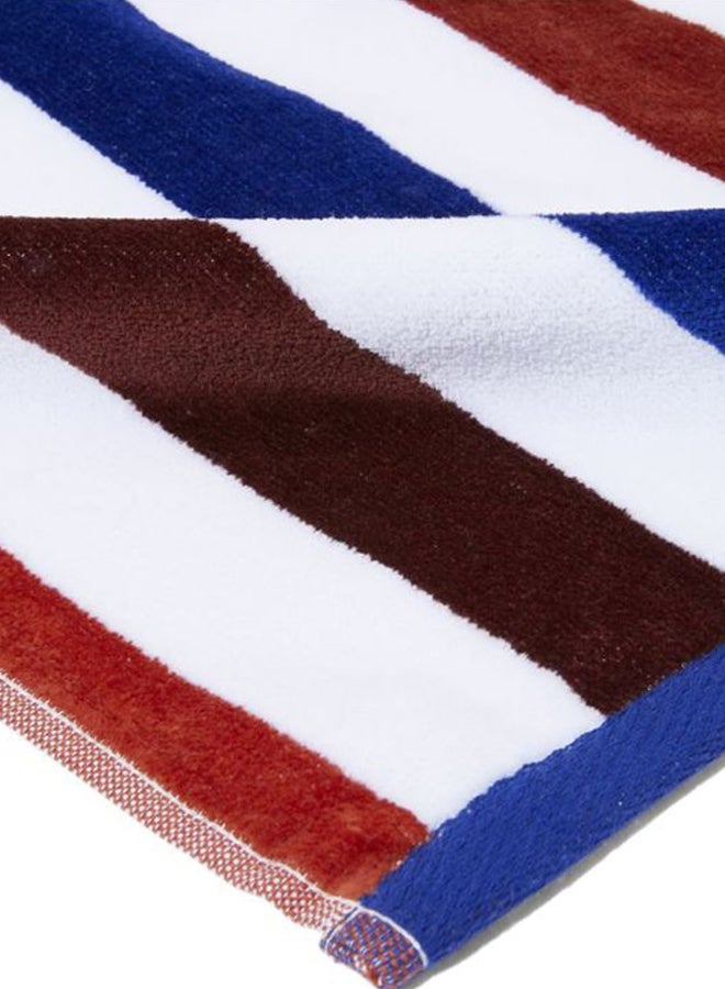 Cabana Plus Stripe Pattern Bath Sheet White/Blue/Brown 80x160cm