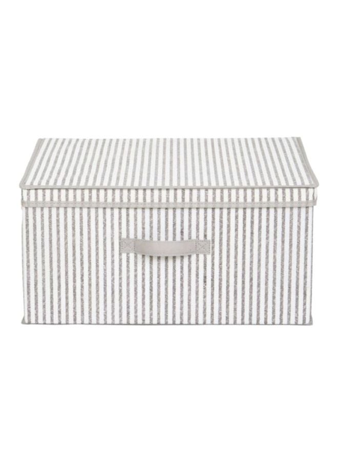 Home Box Ebase Strip Pattern Storage Box White/Grey 40x18x33cm  - Image 1