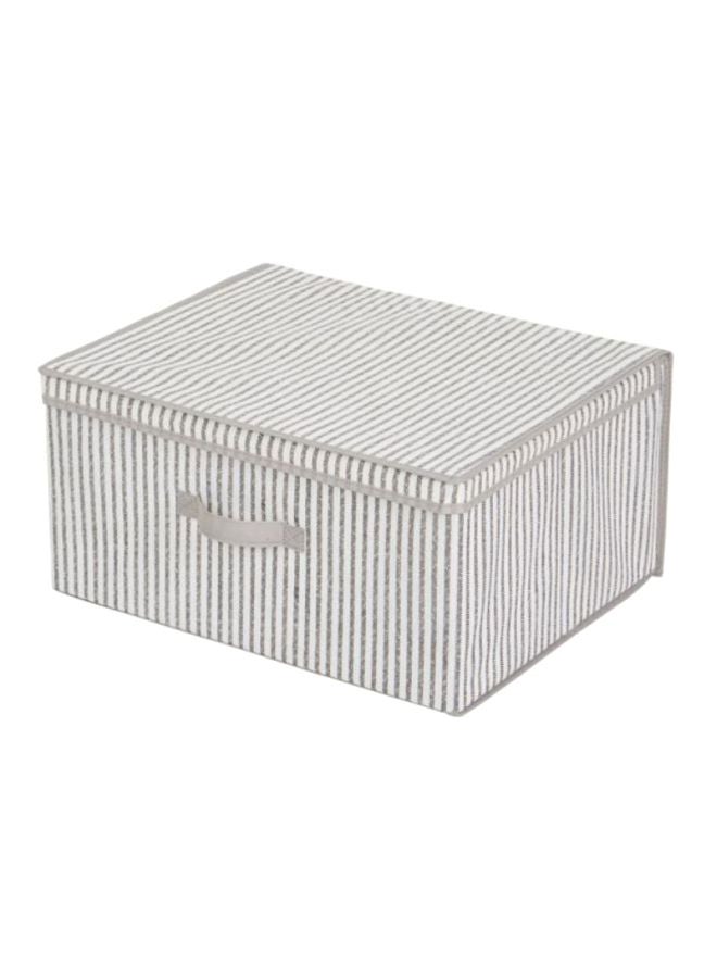Home Box Ebase Strip Pattern Storage Box White/Grey 40x18x33cm  - Image 2