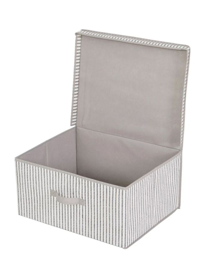 Home Box Ebase Strip Pattern Storage Box White/Grey 40x18x33cm  - Image 3