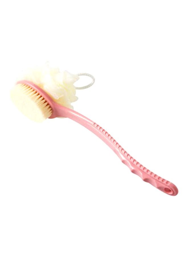 Beauenty Long Handle Bath Body Brush Pink/Yellow 35.5x7.3cm - Image 1