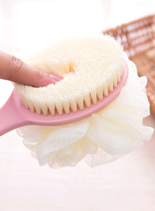 Beauenty Long Handle Bath Body Brush Pink/Yellow 35.5x7.3cm - Image 4