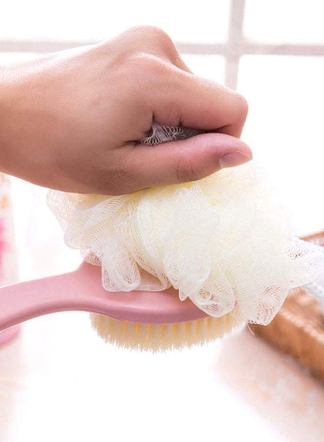 Beauenty Long Handle Bath Body Brush Pink/Yellow 35.5x7.3cm - Image 5