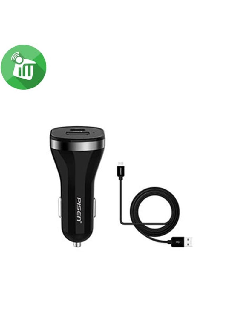 شاحن سيارة بيسن بمنفذي Type-C وUSB أسود